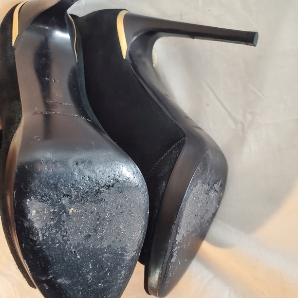 Burberry fringe suede peep-toe booties ankle boot size 36.5 US 6.5 - Picture 9 of 13